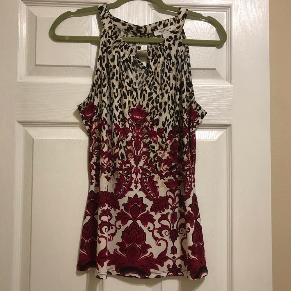 WHBM Keyhole Leopard & Floral Sleeveless Tank - M